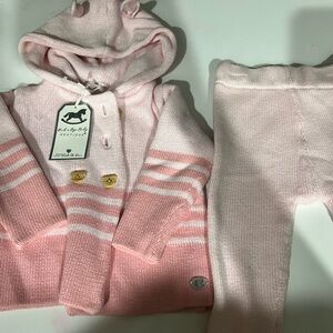 New Babygirl Pink Striped Knit Baby Outfit